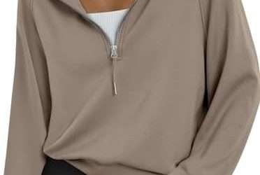 Trendy Queen Womens Oversized Sweatshirts Half Zip Pullover Long Sleeve Quarter Zip Hoodies Teen Girls Fall Y2K Clothes