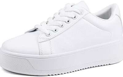 JABASIC Women Fashion Sneakers Low-top Lace-Up Stylish Walking Shoes Comfort Platform Sneakers