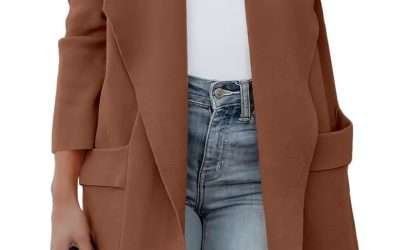 ANRABESS Women’s Casual Long Sleeve Draped Open Front Knit Pockets Long Cardigan Jackets Sweater