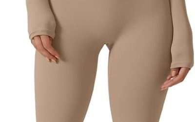 QINSEN Womens Sexy Square Neck Long Sleeve Full Length Leggings Bodycon Stretch Jumpsuit