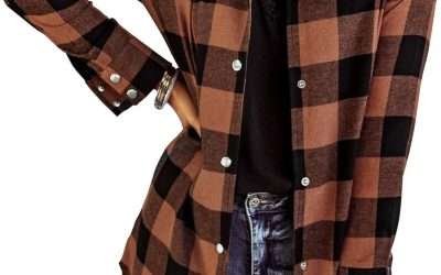 EVALESS Color Block Plaid Shacket Jacket Womens Fall Clothes Fashion Outfits