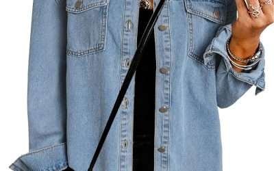 Dokotoo Women’s Oversized Denim Jacket Casual Long Boyfriend Distresse Jean Jacket Autumn Spring