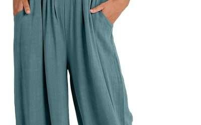 ANRABESS Womens Jumpsuits Overalls Wide Leg Casual Summer Outfits Linen Rompers Jumpers Sleeveless Straps 2024 Clothes