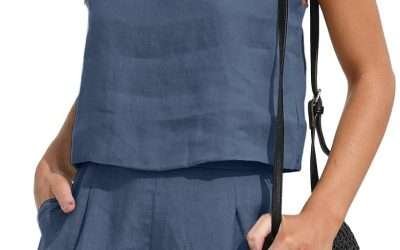 Trendy Queen Women 2 Piece Outfits Linen Matching Sets Two Piece Lounge Shorts Crop Tops 2024 Summer Clothes Beach Vacation