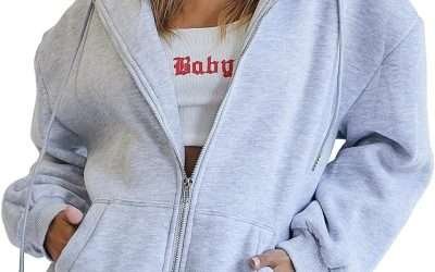 Trendy Queen Womens Zip Up Hoodies Oversized Sweatshirts Fall Fashion Outfits Sweaters Casual Jackets 2024 Winter Clothes