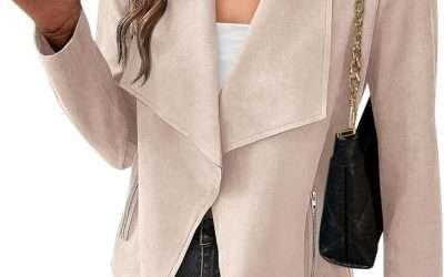 PRETTYGARDEN Women’s Faux Suede Jackets 2025 Spring Fall Clothes Long Sleeve Open Front Cropped Coat Outwear