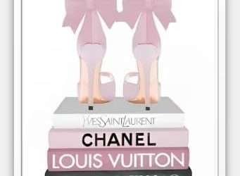 Bookstack Pink Bow Shoes, Diva Fashion Wall Art Prints, Girl Boss Art, Wall Decor, Watercolor Glam Print – 11×14 Poster Print – Unframed