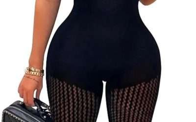 ZileZile Women’s Sexy See Through One Piece Short Sleeve Bodycon Outfit Cut Out Jumpsuit