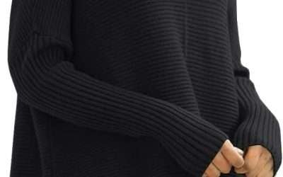 LILLUSORY Women’s Oversized Turtleneck Sweaters Fall Batwing Sleeve Ribbed Tunic Sweater