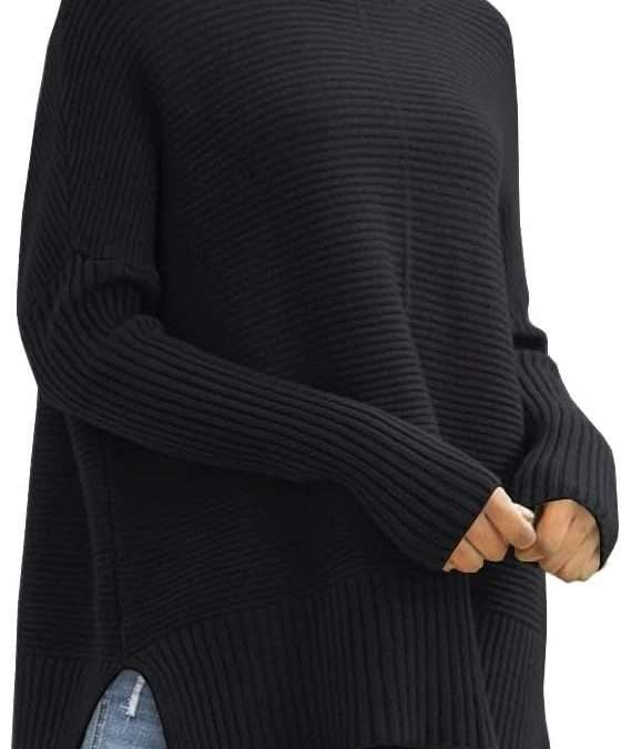 LILLUSORY Women’s Oversized Turtleneck Sweaters Fall Batwing Sleeve Ribbed Tunic Sweater