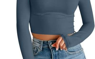 Trendy Queen Womens Long Sleeve Crop Tops Basic Slim Fitted Shirts Fashion 2025 Going Out Y2k Tops Teen Girl Clothes