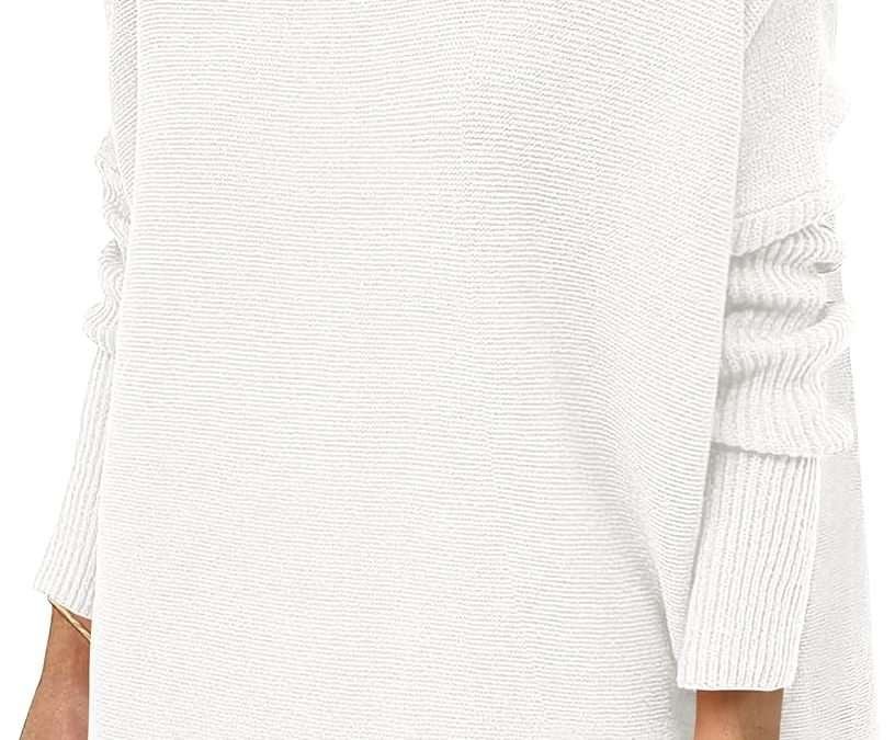 ANRABESS Women’s Oversized Turtleneck Batwing Sleeve Spilt Casual Loose Knit Tunic Pullover Sweater Tops 2025 Fall Outfits