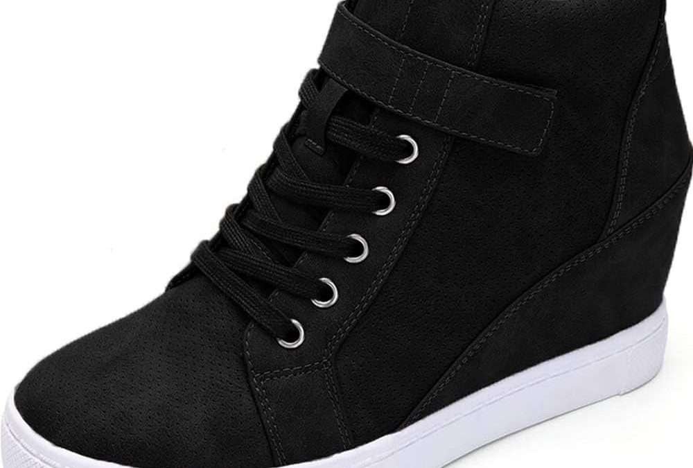 Athlefit Women’s Lace Up Wedge Sneakers High Top Fashion Sneakers Ankle Booties