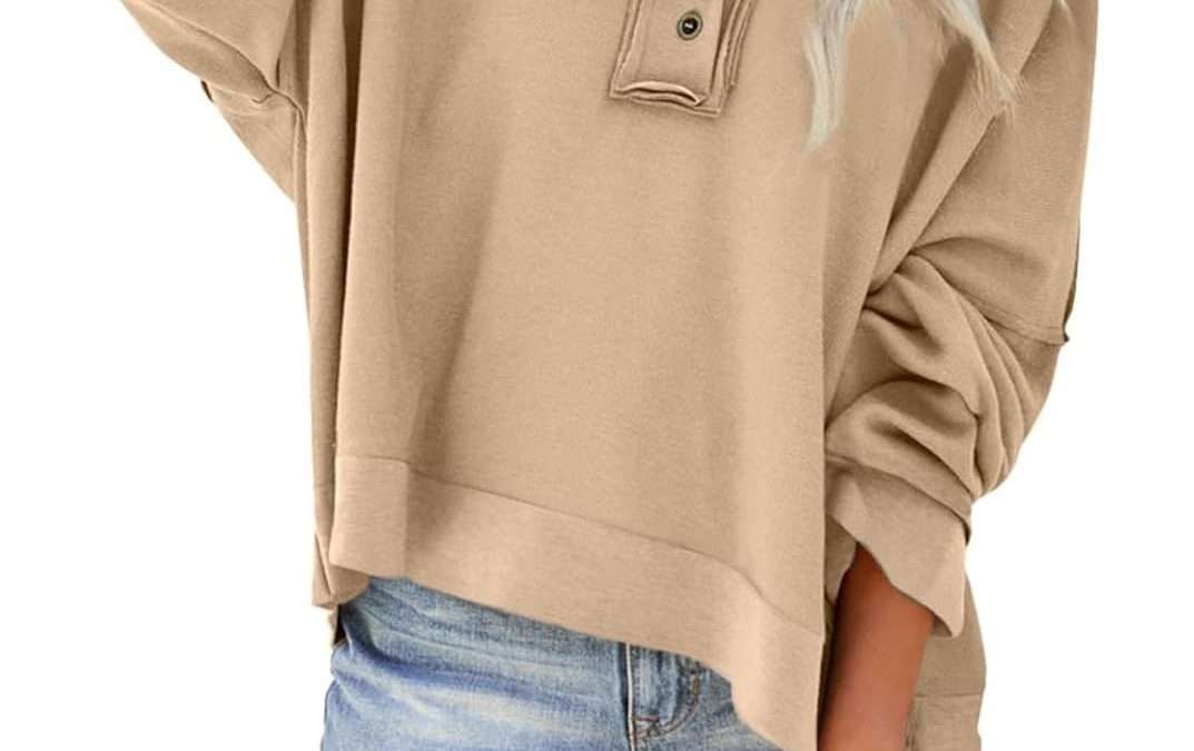 Dokotoo Hoodies for Women 2024 Fashion Fall V Neck Button Down Long Sleeve Hooded Sweatshirts Tops