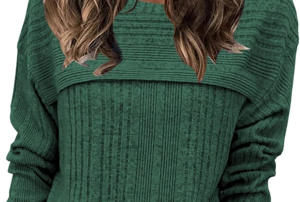 Womens Fall Fashion 2023 Sweaters for Women Tops Long Sleeve Shirts Crewneck Sweatshirt Ladies Clothes Trendy Outfits Tunics Dressy Casual Blouses Green XX-Large