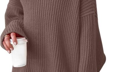 LILLUSORY Womens Turtleneck Oversized Long Sweater Dress 2025 Plus Size Tunic Pullover Knit Winter Dresses