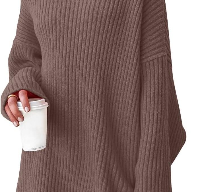 LILLUSORY Womens Turtleneck Oversized Long Sweater Dress 2025 Plus Size Tunic Pullover Knit Winter Dresses