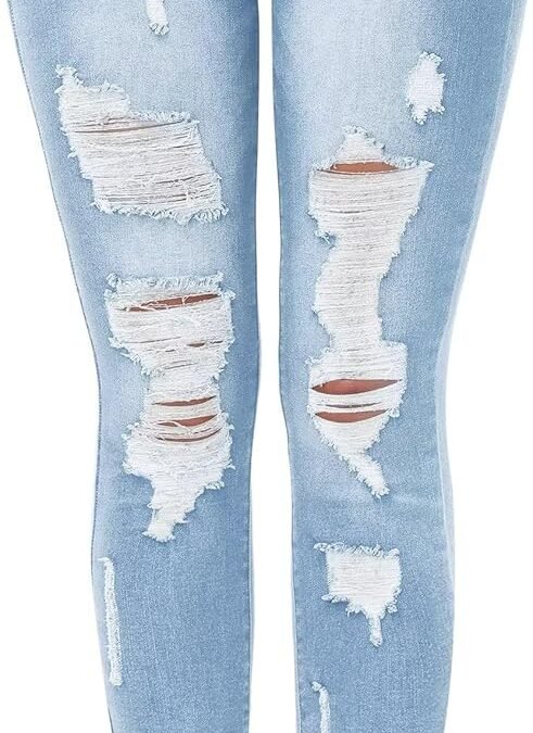 KDF Women’s High Waisted Jeans for Women Distressed Ripped Jeans Slim Fit Butt Lifting Skinny Stretch Jeans Denim Pants