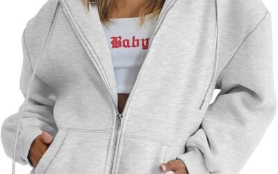 EFAN Women’s Drawstring Zip Up Cute Hoodies Fall Jacket Oversized Casual Sweatshirts with Pocket