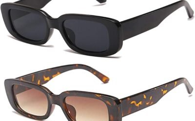 Rectangle Sunglasses for Womens Trendy Retro Fashion 90s Sunglasses UV 400 Protection Square Frame Eyewear