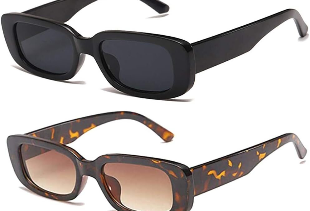 Rectangle Sunglasses for Womens Trendy Retro Fashion 90s Sunglasses UV 400 Protection Square Frame Eyewear