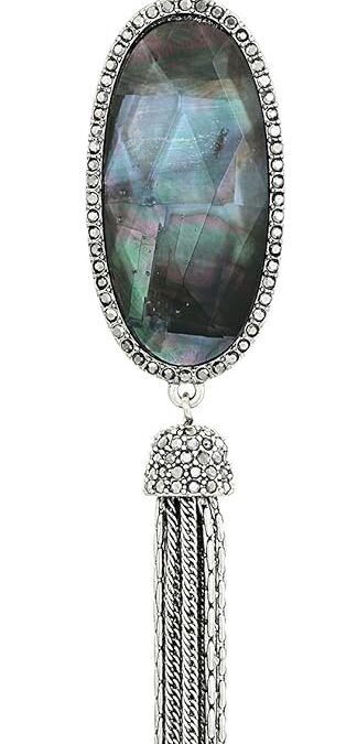 Lucky Brand Silver-Tone Mother-of-Pearl-Look Beaded Lariat Necklace