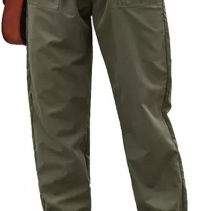 Modern Trendy Fashion Joggers for Women Olive XLarge High Waisted with Bow Tie Belt Pork Chop Pockets Lightweight 100% Polyester