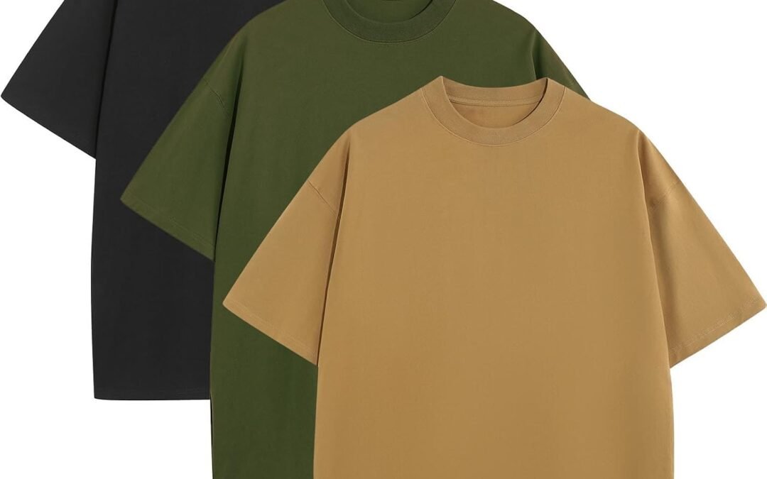 Mens Oversized T-Shirts Fashion Loose Fit Crewneck Tshirt Streetwear Heavyweight Short Sleeve Gym Workout Tops