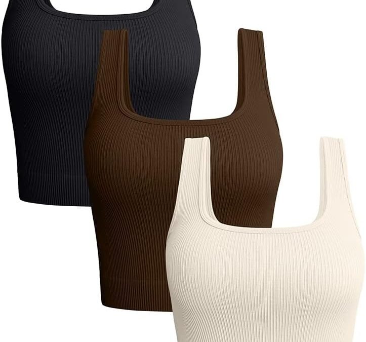 OQQ Women’s 3 Piece Tank Tops Ribbed Seamless Workout Exercise Shirts 2025 Summer Basic Camis
