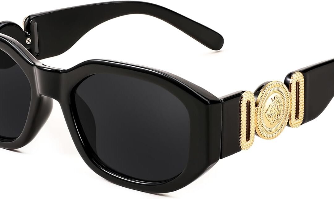 FEISEDY Retro Trendy Rectangle Sunglasses Women Men Narrow Shades B2322 | |Vintage Shades |UV400 Protection |Blocks Glare |Women & Men |Comes With A Storage Case