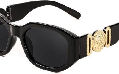 FEISEDY Retro Trendy Rectangle Sunglasses Women Men Narrow Shades B2322 | |Vintage Shades |UV400 Protection |Blocks Glare |Women & Men |Comes With A Storage Case