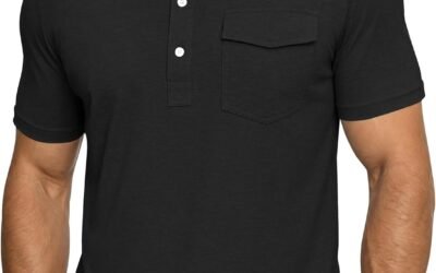 ZKMAN Men’s Performance Golf Polo Shirt Stretch Quick Dry 4-Button Pocket