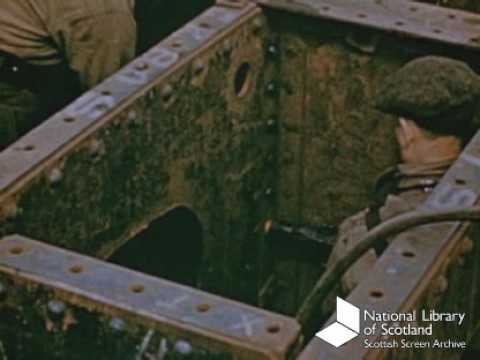 A riveting squad at work at John Brown's shipyard, Glasgow in 1949.